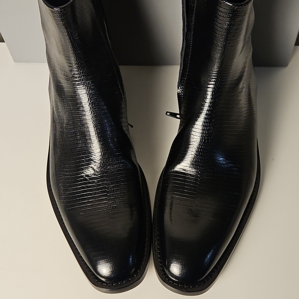 Mens Balenciaga Chrystal Bootie L20 Lizard Effect Black Calfskin Designer Shoes - Picture 13 of 16